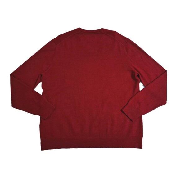 Club Room Men's Large Merino Wool V Neck Sweater Red Cabin Core Soft - Picture 4 of 7